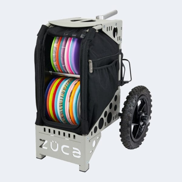 Züca Disc Golf rack in the cart with discs