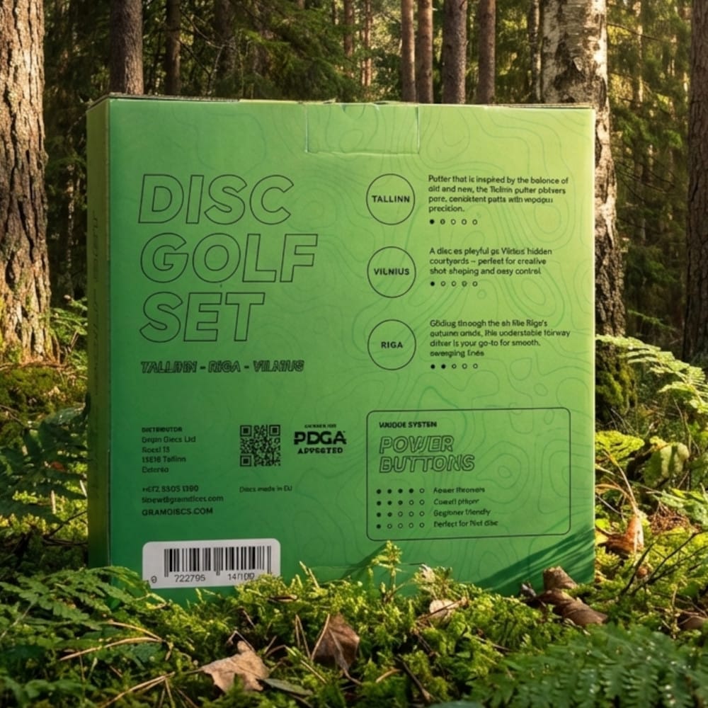 gram-discs-baltic-connection-discgolf-starterset-hinten-wald Gram Baltic Connection Discgolf Starterset hinten Wald