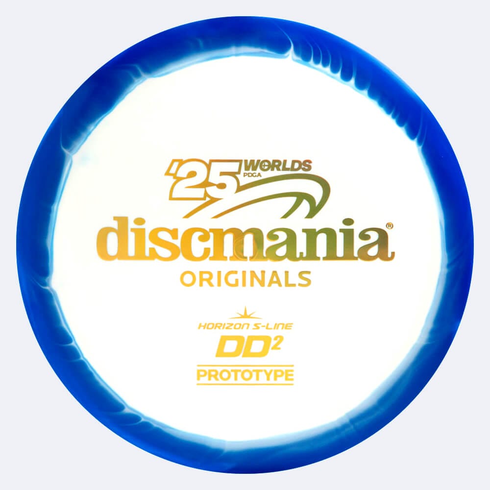 Discmania DD2 Worlds Fundraiser in weiss-blau, im S-Line Horizon Kunststoff und ohne Spezialeffekt