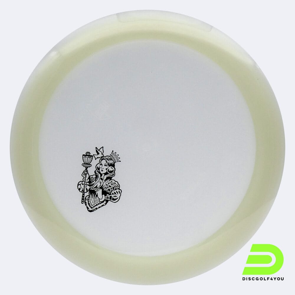 Discmania Majesty in white, active premium glow plastic and glow effect