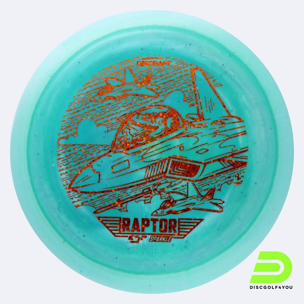 Discraft Raptor 2023 Ledgestone Edition in türkis, im ESP Sparkle Kunststoff und burst Spezialeffekt