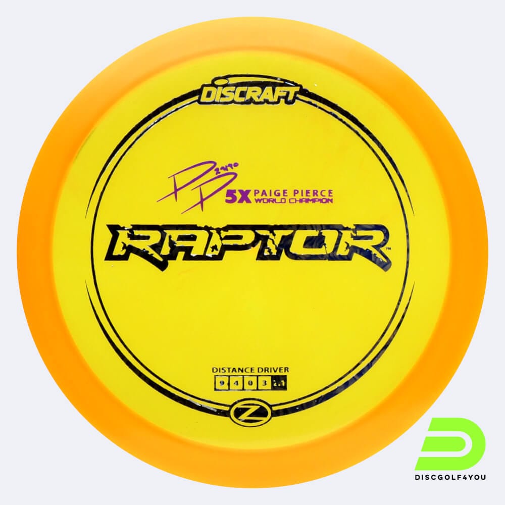 Discraft Raptor Paige Pierce Signature Series in orange, im Z-Line Kunststoff und ohne Spezialeffekt