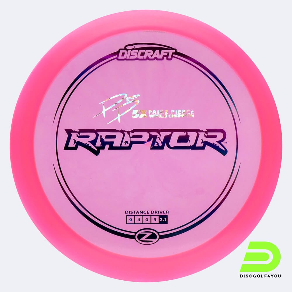 Discraft Raptor Paige Pierce Signature Series in rosa, im Z-Line Kunststoff und ohne Spezialeffekt