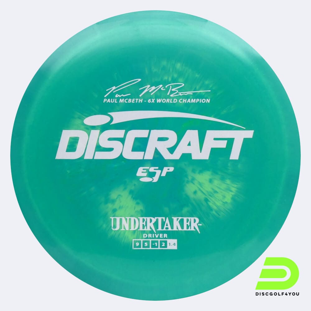 Discraft Undertaker - Paul McBeth Signature Series in türkis, im ESP Kunststoff und burst Spezialeffekt