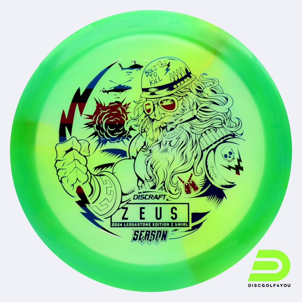 Discraft Zeus 2024 Ledgestone Edition in hellgrün, im Z Swirl Kunststoff und ohne Spezialeffekt