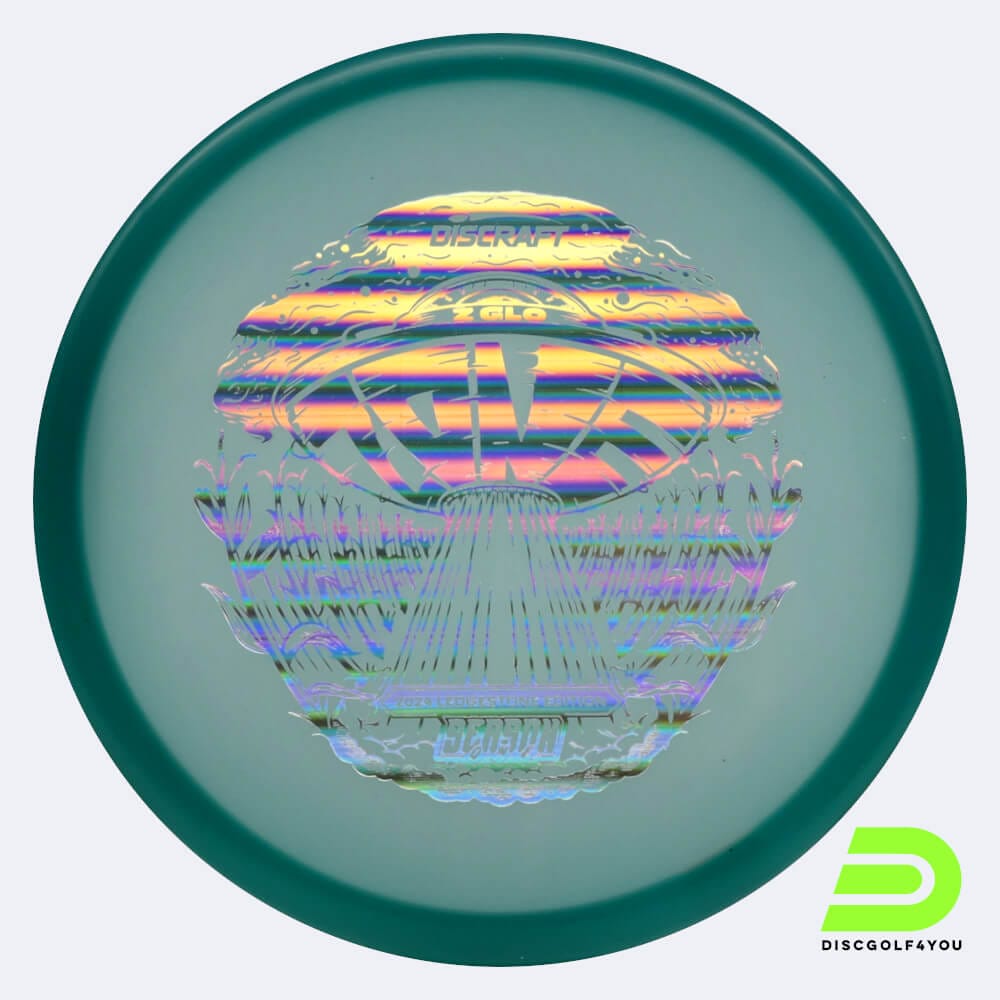 Discraft Zone 2024 Ledgestone Edition in turquoise, z glo plastic and glow effect