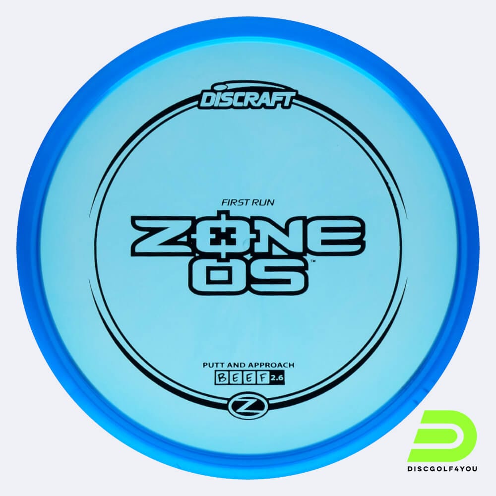 Discraft Zone OS in blue, z-line plastic and first run effect