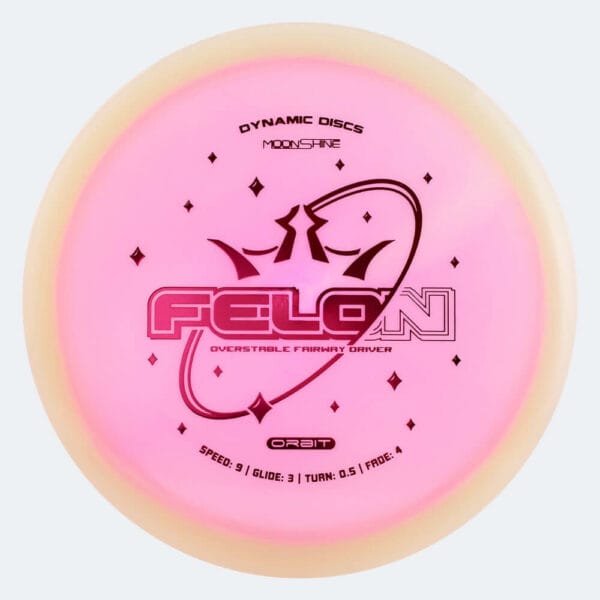 Dynamic Discs Felon in pink, lucid moonshine orbit plastic and glow effect