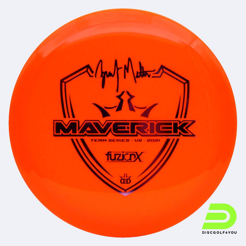 Dynamic Discs Maverick Zach Melton Teams Series V2 in classic-orange, fuzion-x plastic
