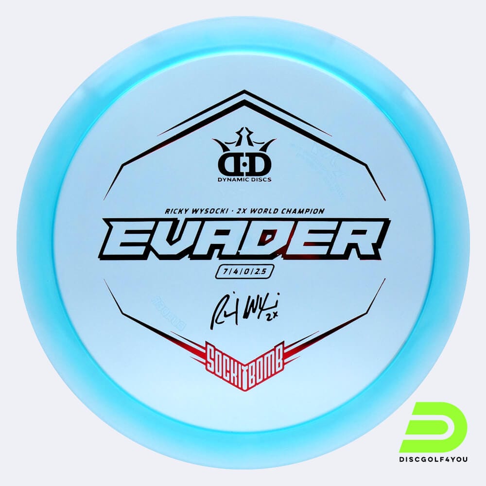 Dynamic Discs Sockibomb Evader in blue, lucid x plastic