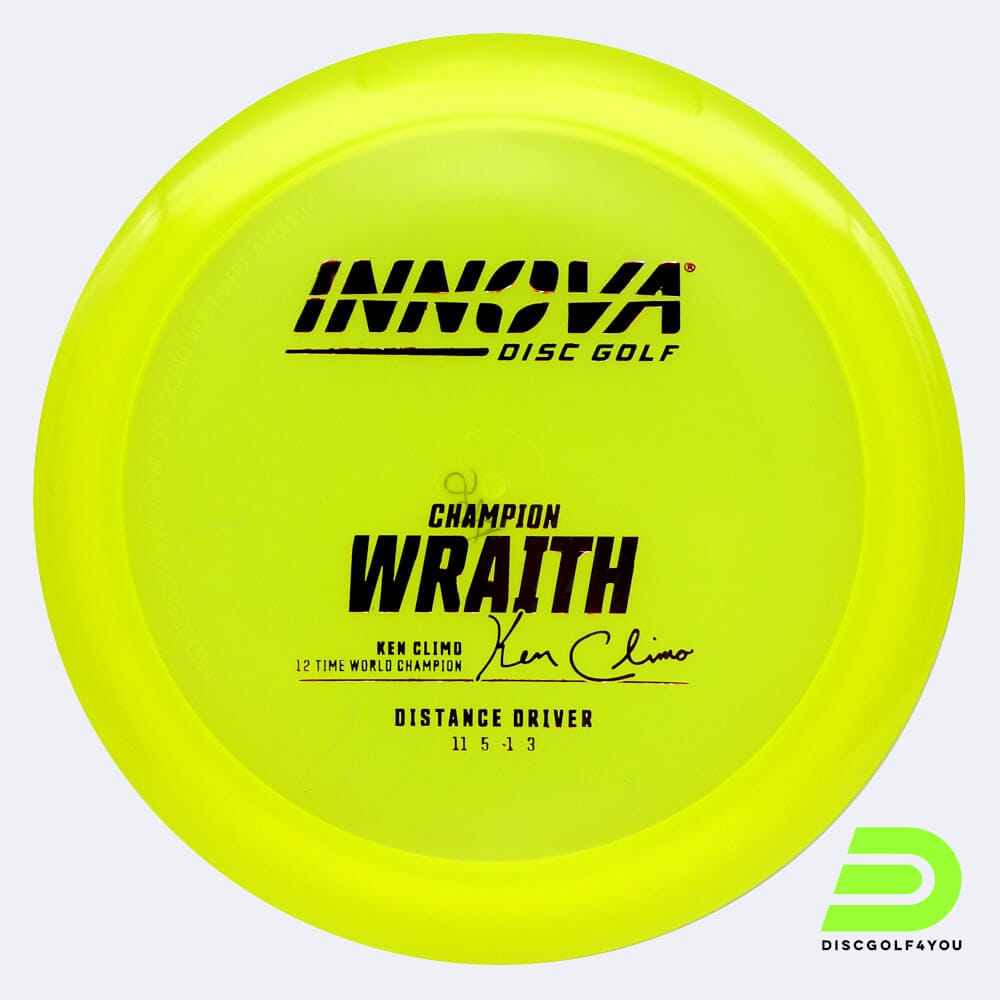 Innova Wraith in yellow, champion plastic and design upgrade effect