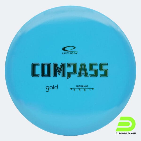Latitude 64° Compass in blau, im Gold Kunststoff und ohne Spezialeffekt