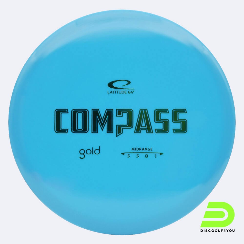 Latitude 64° Compass in blau, im Gold Kunststoff und ohne Spezialeffekt
