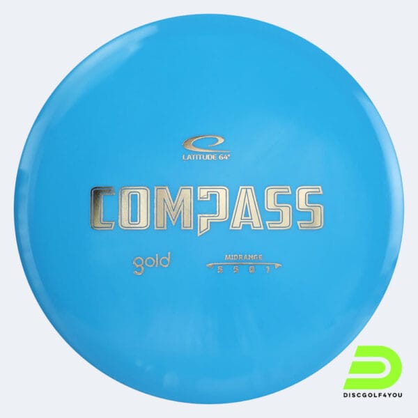 Latitude 64° Compass in hellblau, im Gold Kunststoff und ohne Spezialeffekt