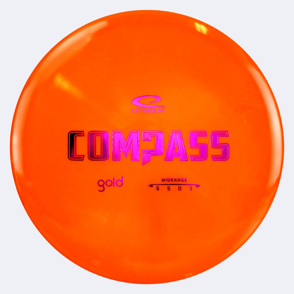 Latitude 64° Compass in orange, im Gold Kunststoff und ohne Spezialeffekt