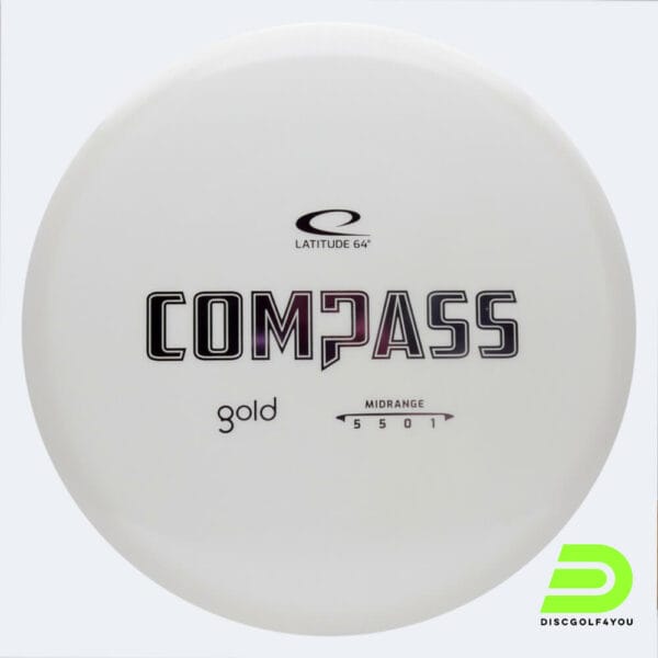Latitude 64° Compass in white, gold plastic