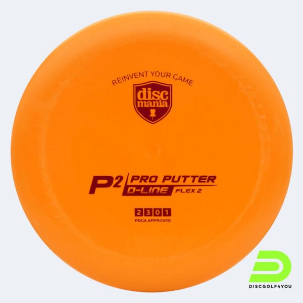 Discmania P2 in orange, im D-Line Flex 2 Kunststoff und ohne Spezialeffekt