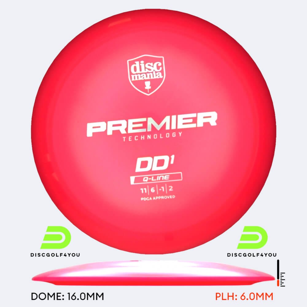 Discmania DD1 in rot, im Q-Line Kunststoff und ohne Spezialeffekt