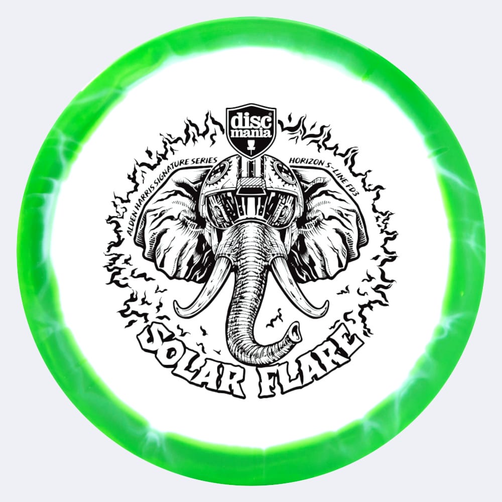 Discmania FD3 Solar Flare Alden Harris Signature Series in white-light-green, s-line horizon plastic