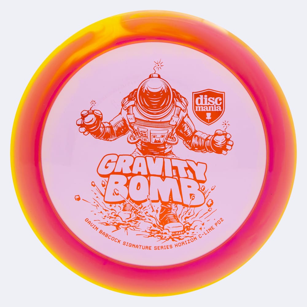 Discmania Gravity Bomb PD2 Gavin Babcock Signature Series in pink-yellow, horizon c-line plastic