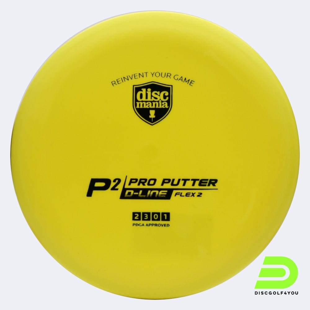 Discmania P2 in gelb, im D-Line Flex 2 Kunststoff und ohne Spezialeffekt