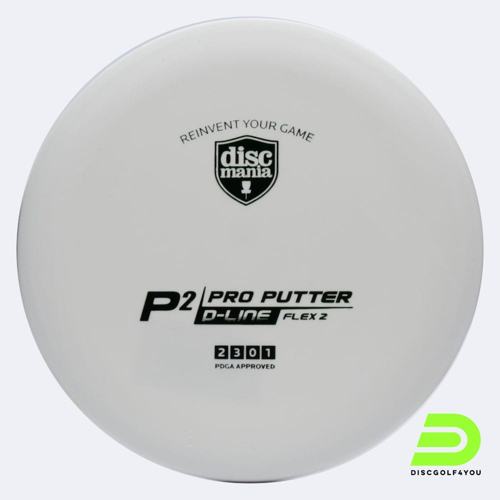 Discmania P2 in white, d-line flex 2 plastic