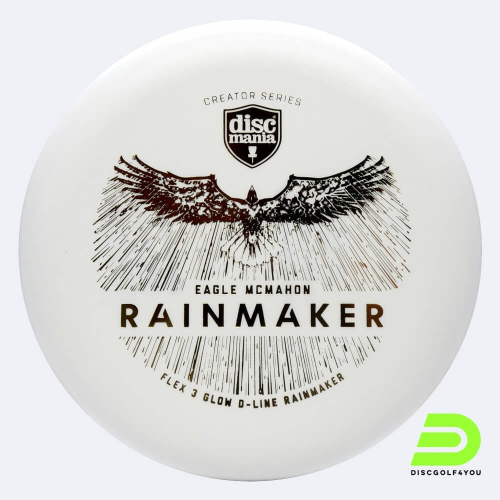 Discmania Rainmaker - Eagle McMahon Creator Series in weiss, im D-Line Flex 3 Glow Kunststoff und glow Spezialeffekt