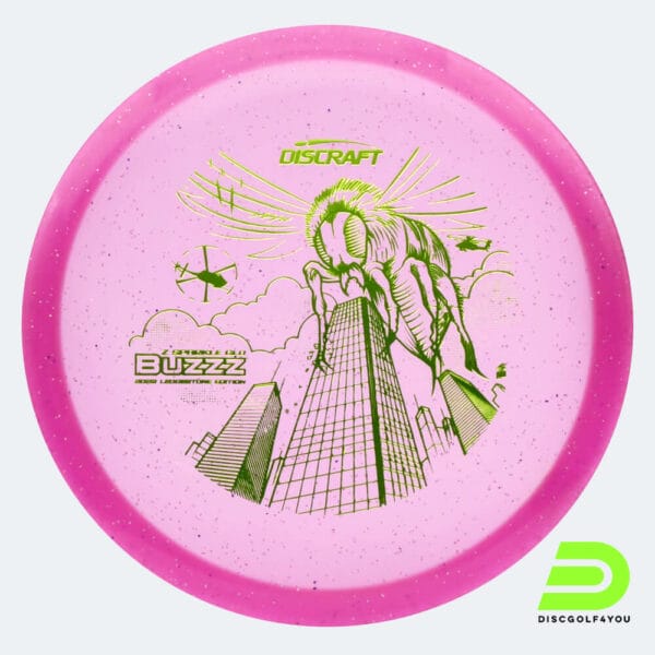 Discraft Buzzz 2023 Ledgestone Edition in rosa, im Z Sparkle Glow Kunststoff und glow Spezialeffekt