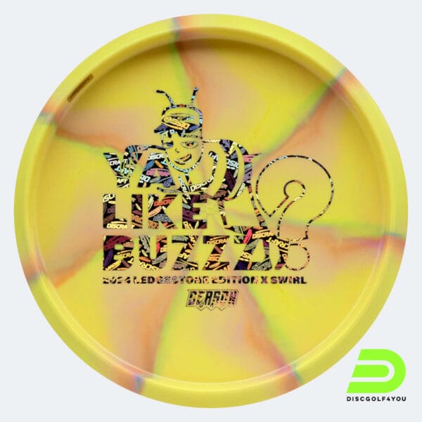 Discraft Buzzz 2024 Ledgestone Edition in gelb, im X Swirly Kunststoff und burst Spezialeffekt