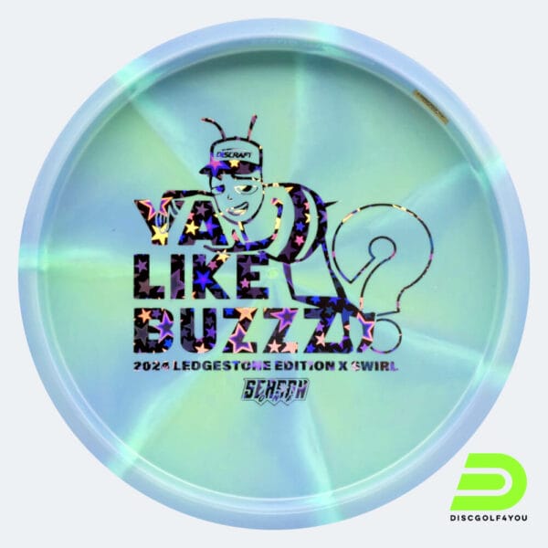 Discraft Buzzz 2024 Ledgestone Edition in hellblau, im X Swirly Kunststoff und burst Spezialeffekt