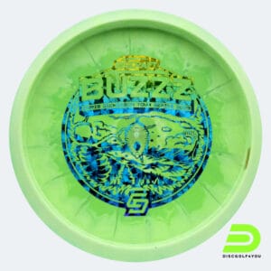 Discraft Buzzz Chris Dickerson Tour Series 2023 in hellgrün, im ESP Kunststoff und bottomprint/burst Spezialeffekt
