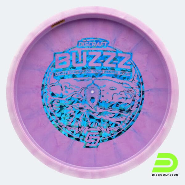 Discraft Buzzz Chris Dickerson Tour Series 2023 in violett, im ESP Kunststoff und bottomprint/burst Spezialeffekt