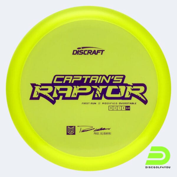 Discraft Captains Raptor in gelb, im Z-Line Kunststoff und first run Spezialeffekt