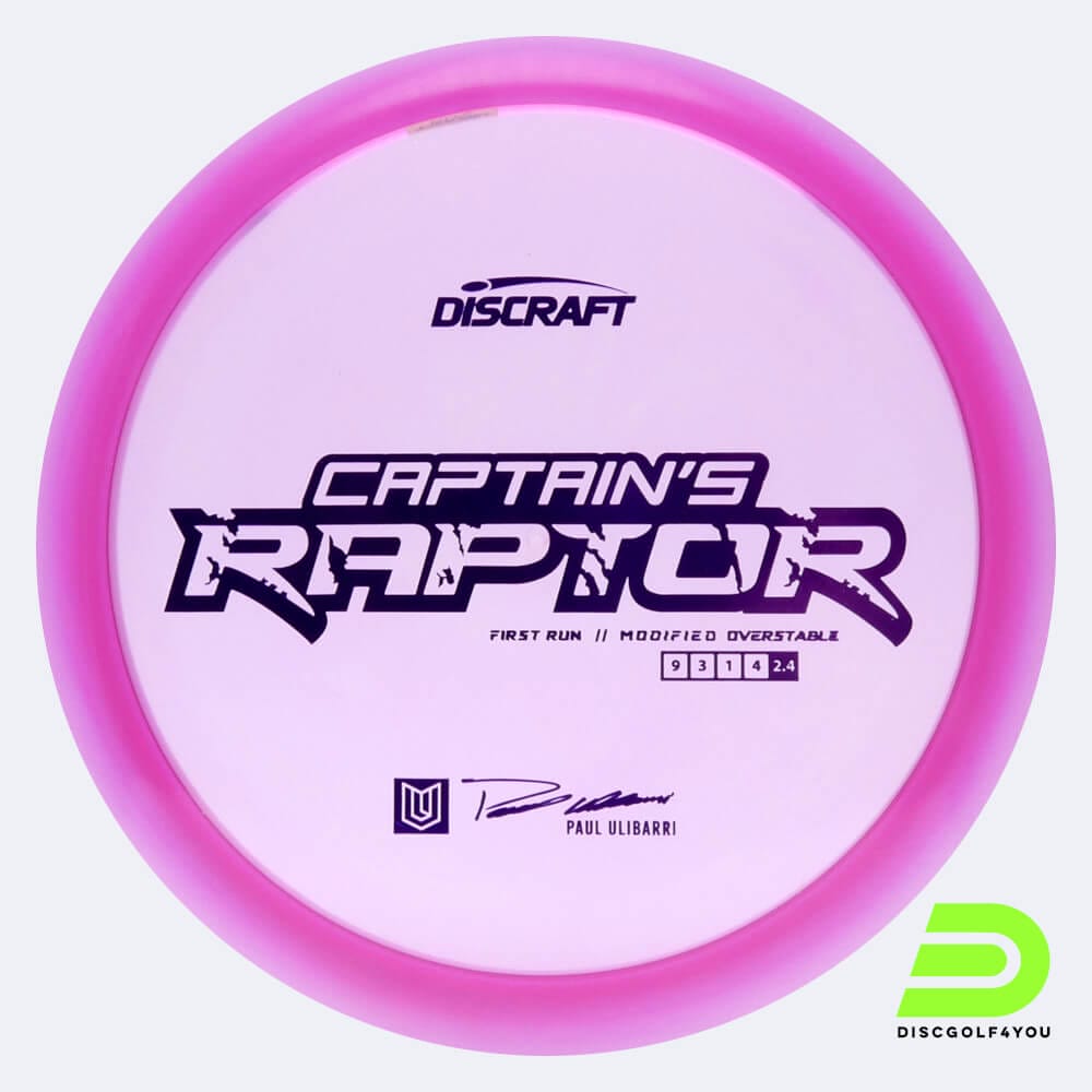 Discraft Captains Raptor in pink, z-line plastic and first run effect