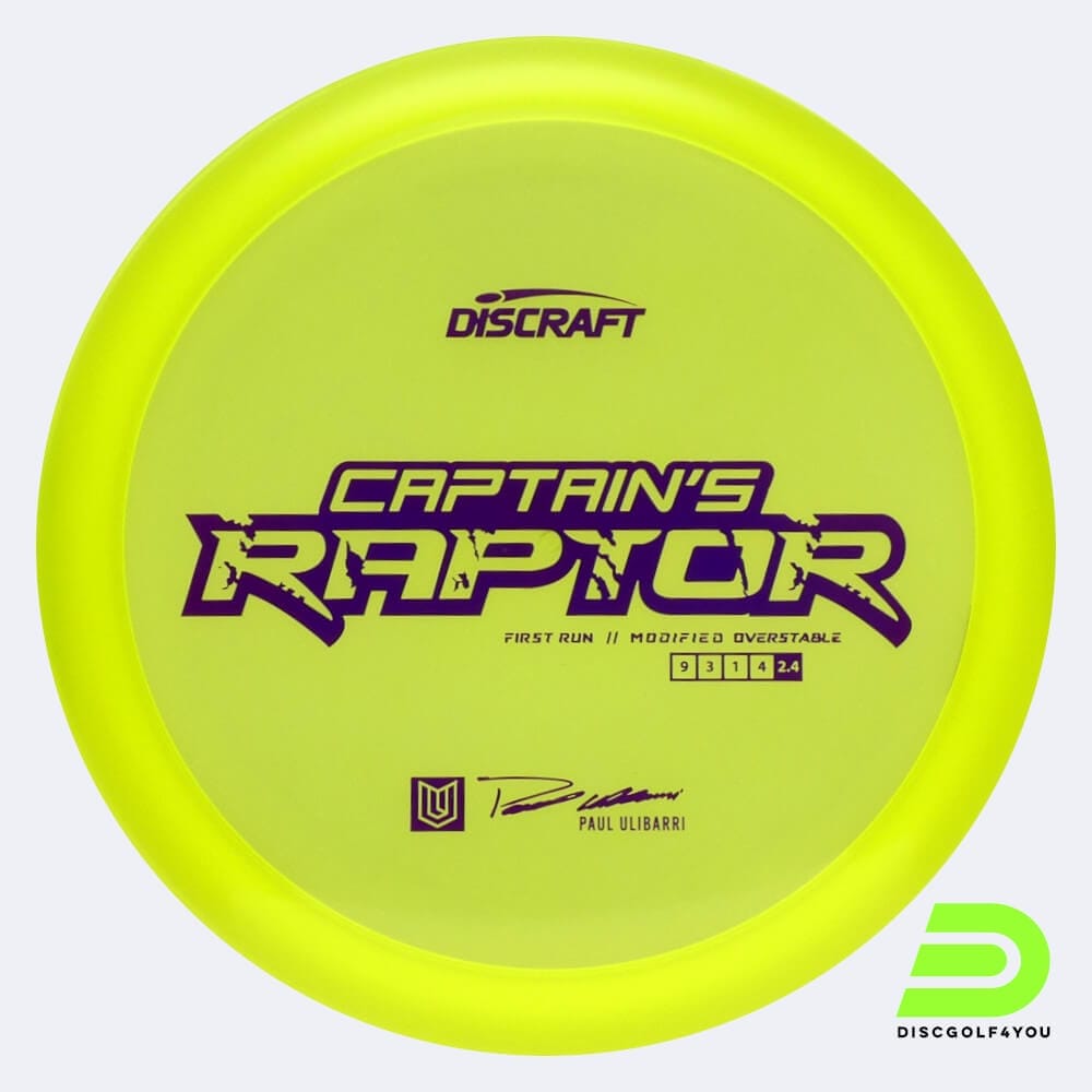 Discraft Captains Raptor in yellow, z-line plastic and first run effect