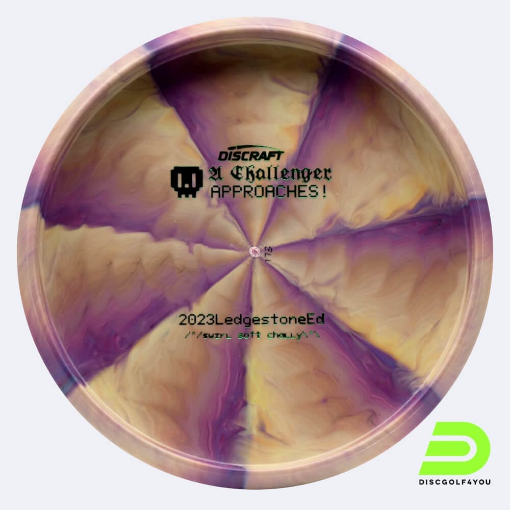 Discraft Challenger 2023 Ledgestone Edition in purple, soft putter line plastic and bottomprint/burst effect