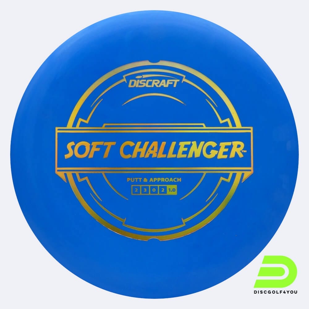 Discraft Challenger in blue, soft putter line plastic