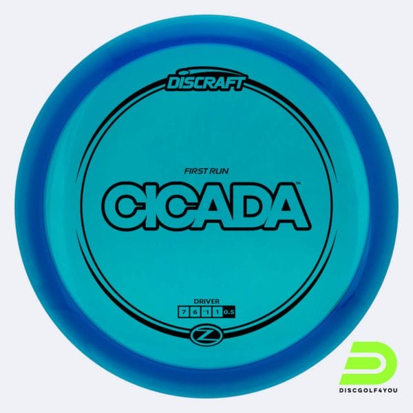 Discraft Cicada in blue, z-line plastic and first run effect