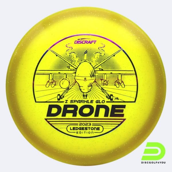 Discraft Drone 2023 Ledgestone Edition in gelb, im Z Sparkle Glow Kunststoff und glow Spezialeffekt