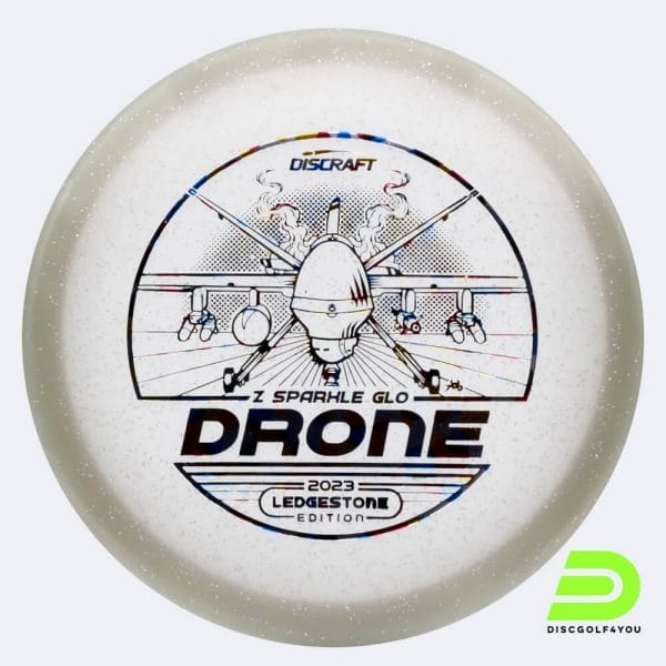 Discraft Drone 2023 Ledgestone Edition in grey, z sparkle glow plastic and glow effect