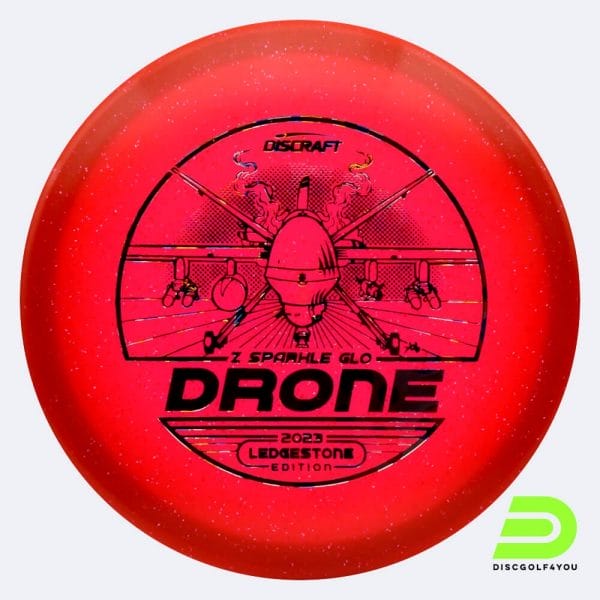 Discraft Drone 2023 Ledgestone Edition in red, z sparkle glow plastic and glow effect