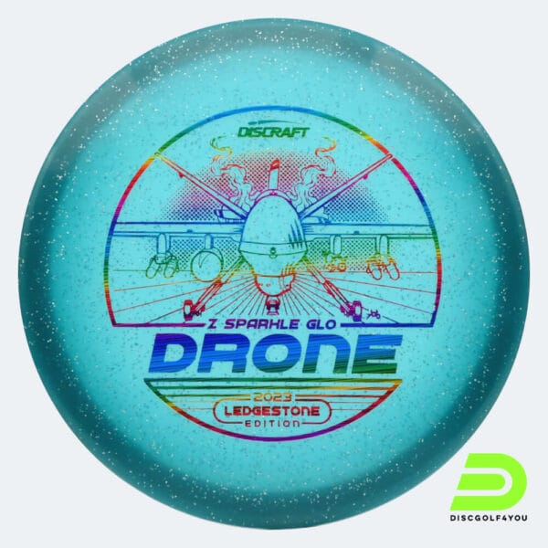 Discraft Drone 2023 Ledgestone Edition in turquoise, z sparkle glow plastic and glow effect