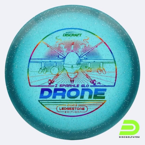 Discraft Drone 2023 Ledgestone Edition in turquoise, z sparkle glow plastic and glow effect