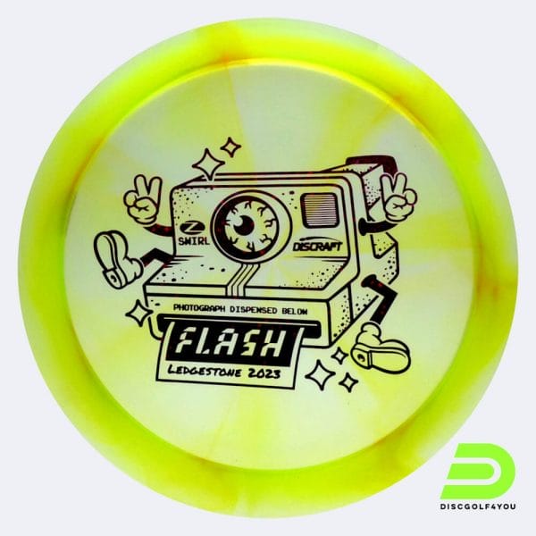 Discraft Flash 2023 Ledgestone Edition in yellow, z swirl plastic and burst effect