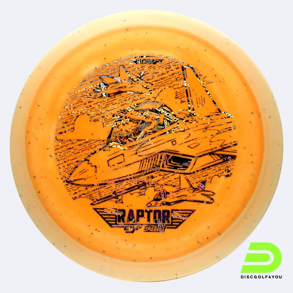Discraft Raptor 2023 Ledgestone Edition in orange, im ESP Sparkle Kunststoff und burst Spezialeffekt