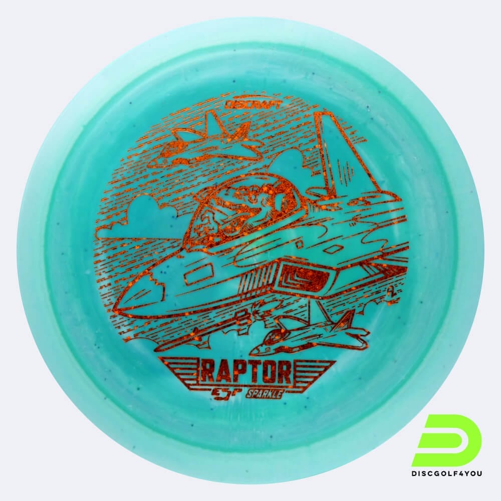 Discraft Raptor 2023 Ledgestone Edition in turquoise, esp sparkle plastic and burst effect
