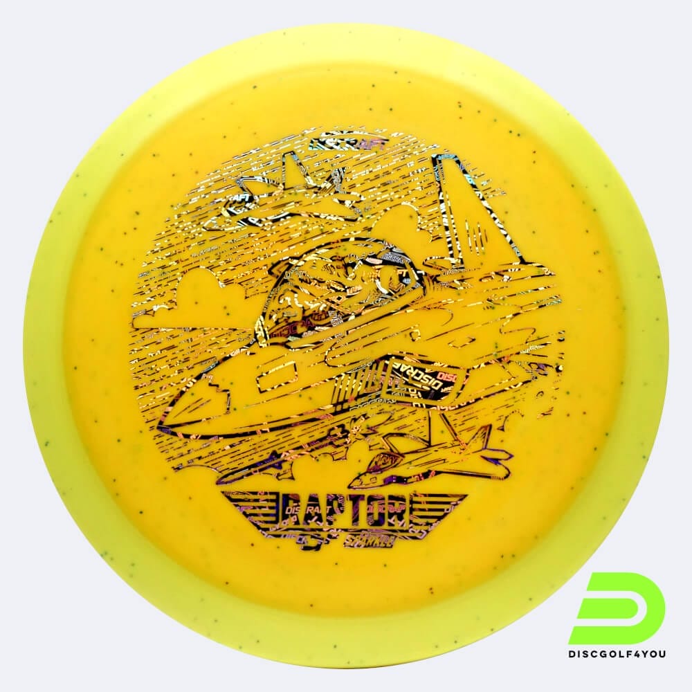 Discraft Raptor 2023 Ledgestone Edition in yellow, esp sparkle plastic