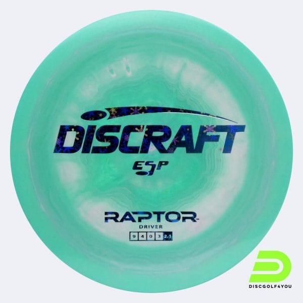 Discraft Raptor in turquoise, esp plastic and burst effect