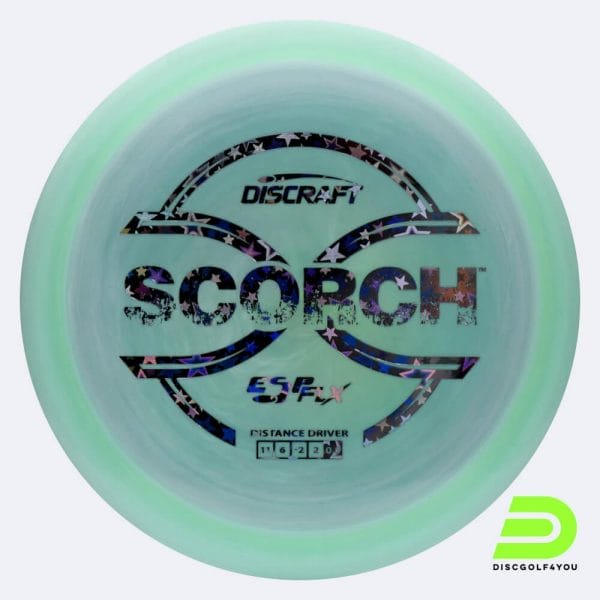 Discraft Scorch in turquoise, esp flx plastic and burst effect