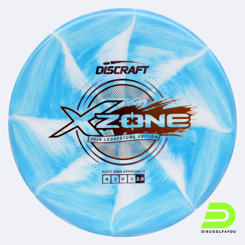 Discraft Zone 2024 Ledgestone Edition in light-blue, x swirly plastic and burst effect